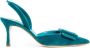 Manolo Blahnik Blauwe Fluwelen Slingback Stilettohakken Blue Dames - Thumbnail 1