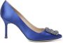 Manolo Blahnik Blauwe Satijnen Décolleté met Kristallen Gesp Blue Dames - Thumbnail 1