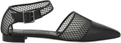 Manolo Blahnik Elegante leren ballerina's met mesh-details Black Dames