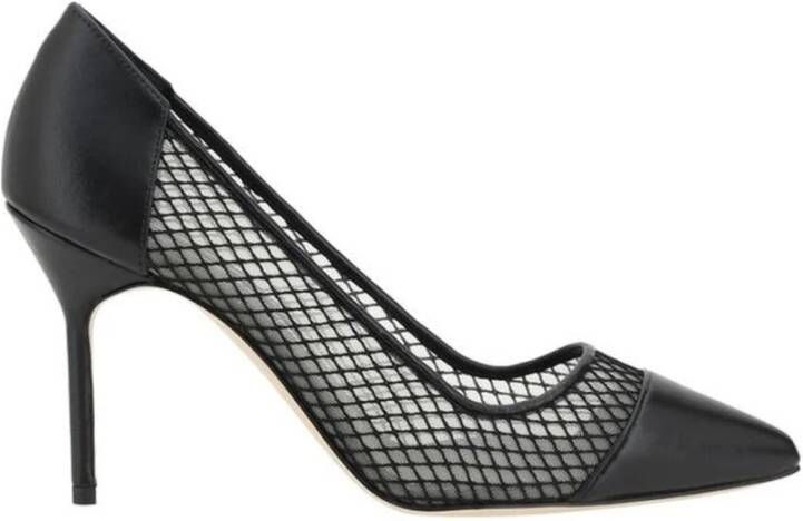 Manolo Blahnik Elegante Leren Mesh Stiletto Pumps Black Dames