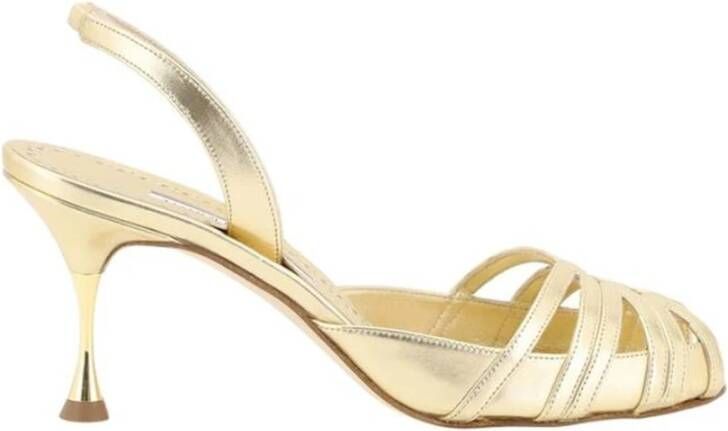 Manolo Blahnik Elegante Leren Stiletto Sandalen Yellow Dames