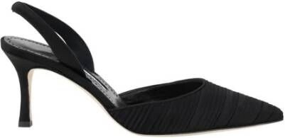 Manolo Blahnik Elegante Zijden Slingback Pumps Geplooide Voorkant Black Dames