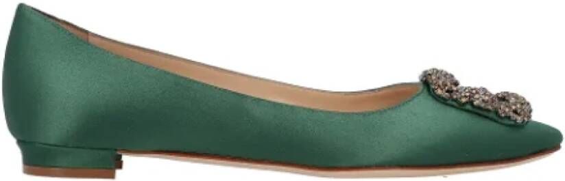 Manolo Blahnik Fabric flats Green Dames