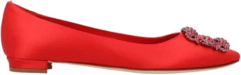 Manolo Blahnik Fabric flats Red Dames