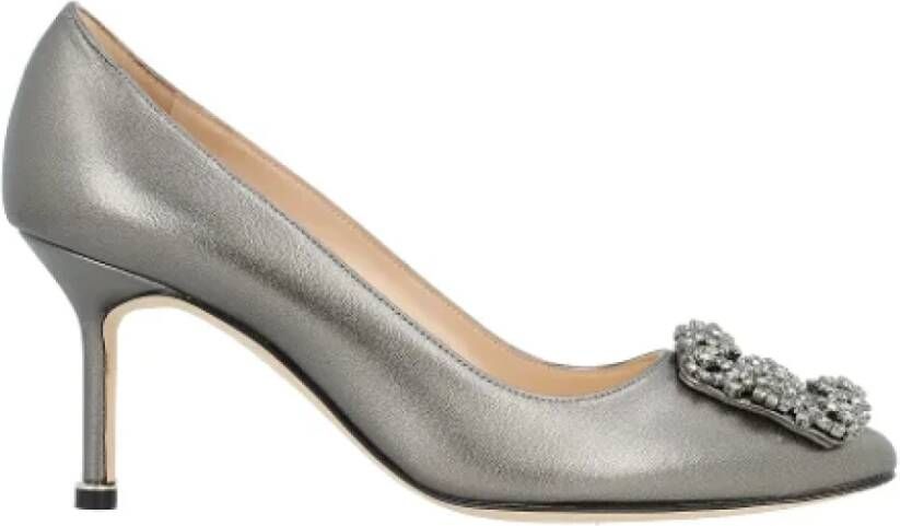 Manolo Blahnik Fabric heels Gray Dames