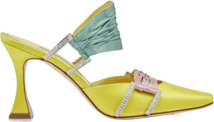 Manolo Blahnik Gele sandalen met hoge hakken en kristallen gespen Yellow Dames