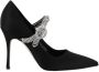 Manolo Blahnik Zijden Satijn Juweel Stiletto Pumps Black Dames - Thumbnail 4