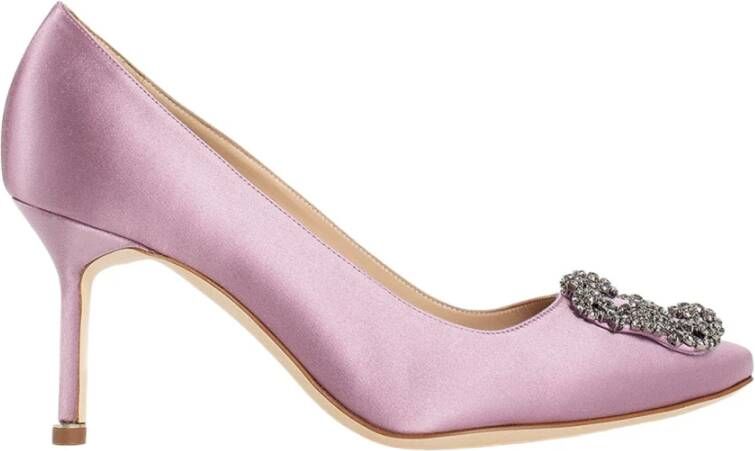 Manolo Blahnik Kristallen gesp stiletto hak in roze Pink Dames