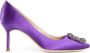 Manolo Blahnik Kristallen Gesp Stiletto Hak Paars Satijn Purple Dames - Thumbnail 1