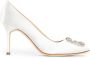 Manolo Blahnik Kristallen Gesp Stiletto Hak Witte Pumps White Dames - Thumbnail 2