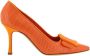 Manolo Blahnik Krokodil-Effect Leren Amandel Teen Pumps Orange Dames - Thumbnail 1