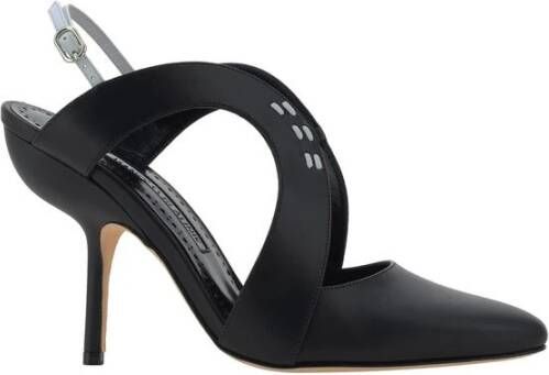 Manolo Blahnik Leren Jijara Pumps Stiletto Hak Black Dames