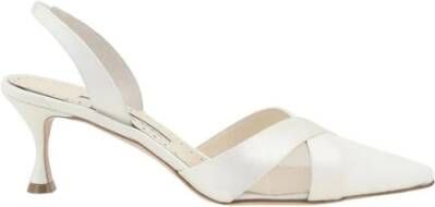 Manolo Blahnik Mesh Detail Slingback Stiletto Pumps White Dames