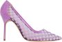 Manolo Blahnik Paarse Geruite Mesh Pumps Purple Dames - Thumbnail 1