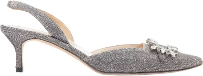 Manolo Blahnik Pre-owned Cotton heels Gray Dames