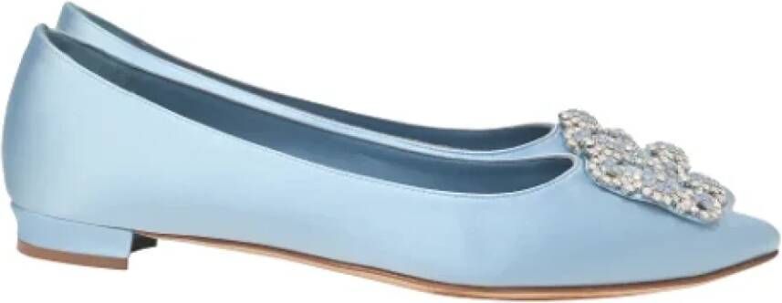 Manolo Blahnik Pre-owned Fabric flats Blue Dames