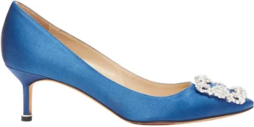 Manolo Blahnik Pre-owned Fabric heels Blue Dames