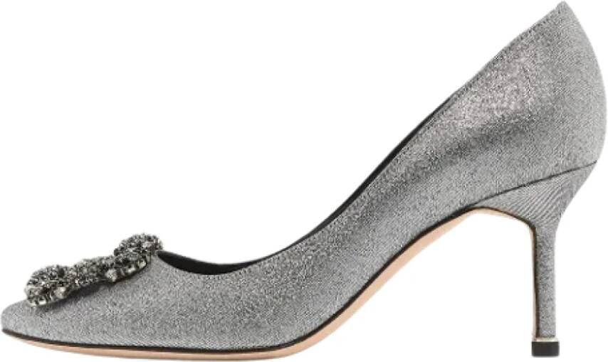 Manolo Blahnik Pre-owned Fabric heels Gray Dames