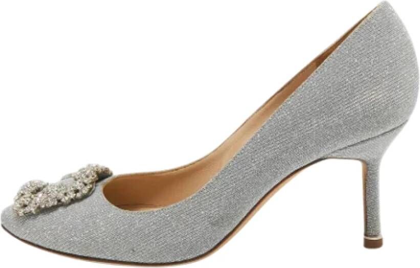 Manolo Blahnik Pre-owned Fabric heels Gray Dames