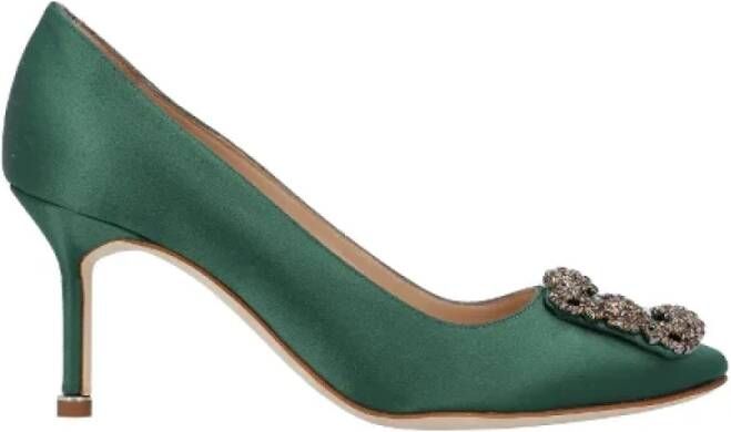 Manolo Blahnik Pre-owned Fabric heels Green Dames