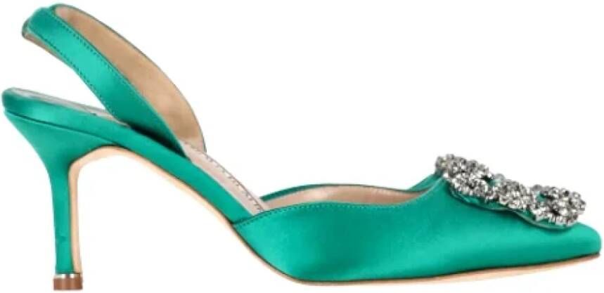 Manolo Blahnik Pre-owned Fabric heels Green Dames