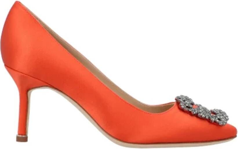 Manolo Blahnik Pre-owned Fabric heels Orange Dames