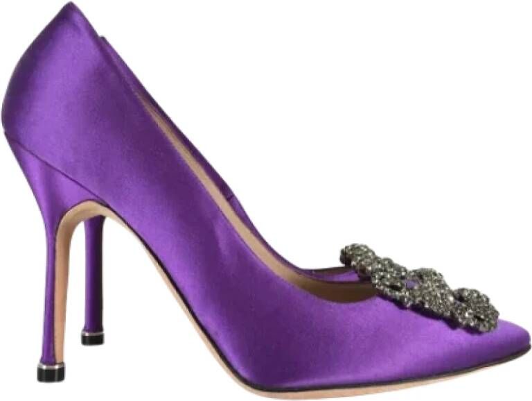 Manolo Blahnik Pre-owned Fabric heels Purple Dames