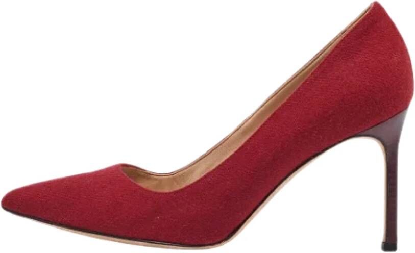 Manolo Blahnik Pre-owned Fabric heels Red Dames