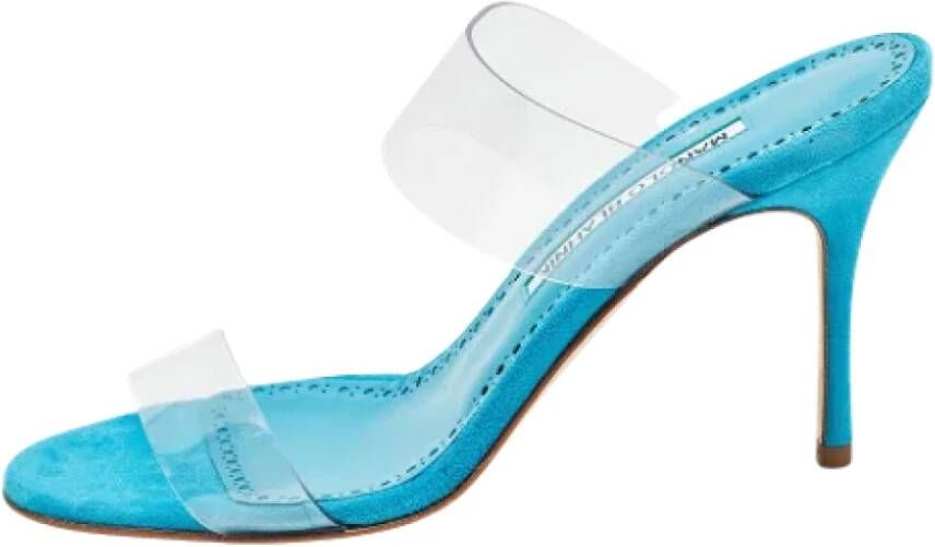 Manolo Blahnik Pre-owned Fabric sandals Blue Dames