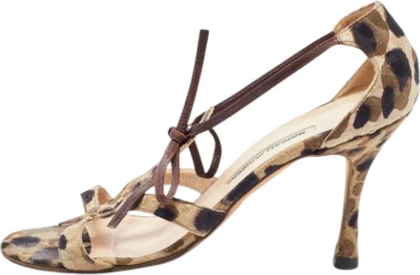 Manolo Blahnik Pre-owned Fabric sandals Brown Dames