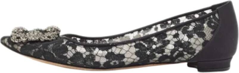 Manolo Blahnik Pre-owned Lace flats Black Dames