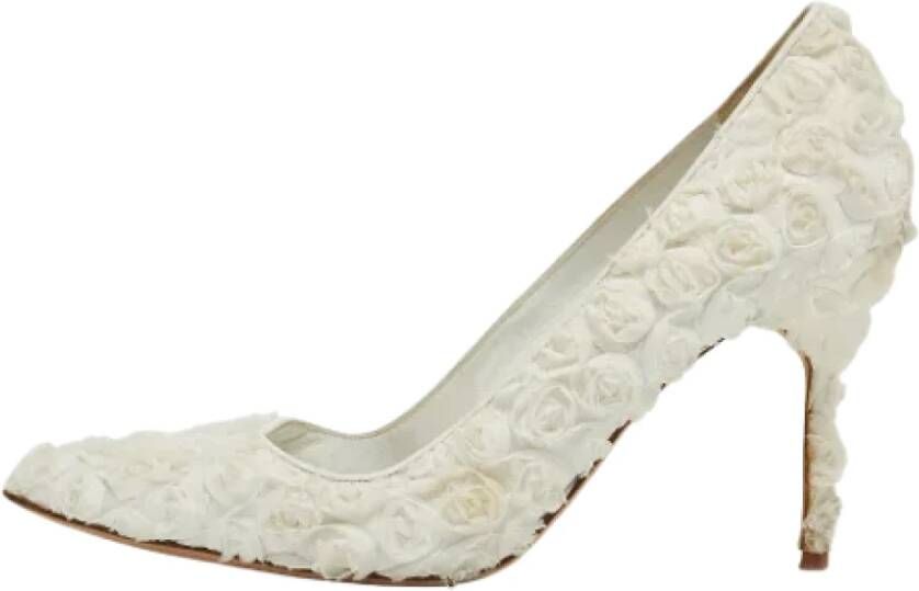 Manolo Blahnik Pre-owned Lace heels White Dames