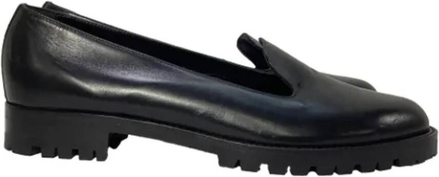 Manolo Blahnik Pre-owned Leather flats Black Dames