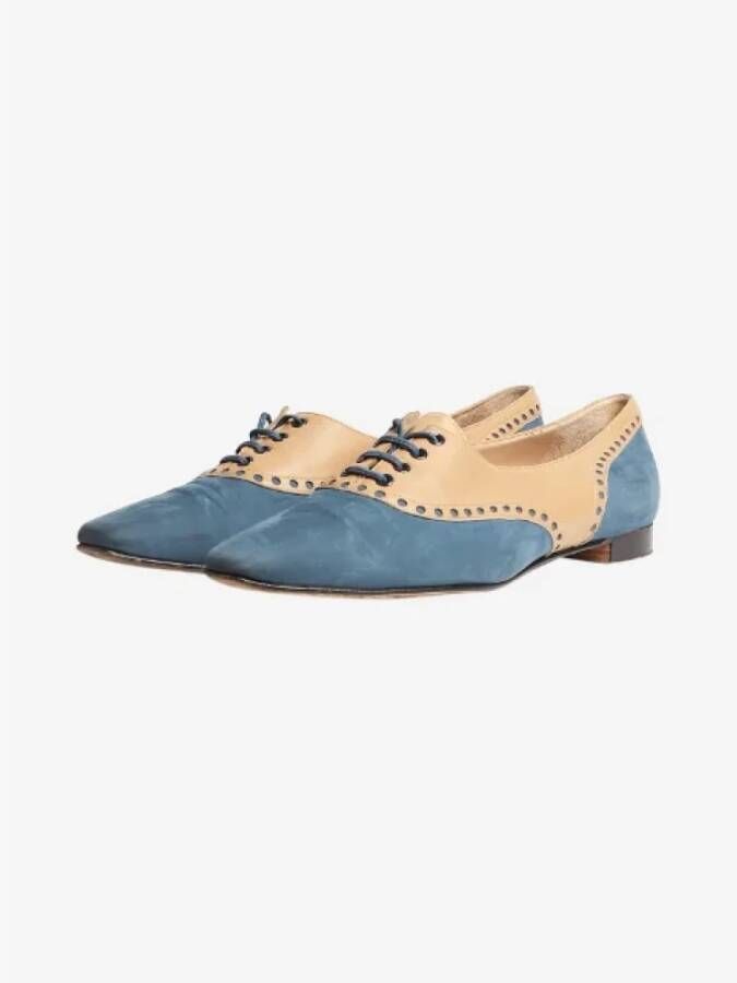 Manolo Blahnik Pre-owned Leather flats Blue Dames