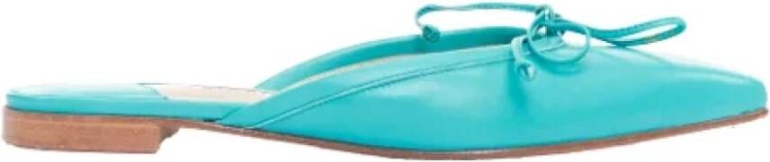 Manolo Blahnik Pre-owned Leather flats Green Dames