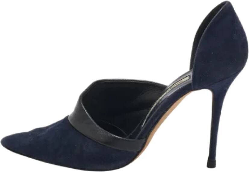 Manolo Blahnik Pre-owned Leather heels Blue Dames