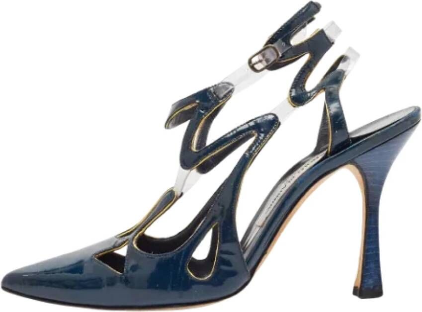 Manolo Blahnik Pre-owned Leather heels Blue Dames