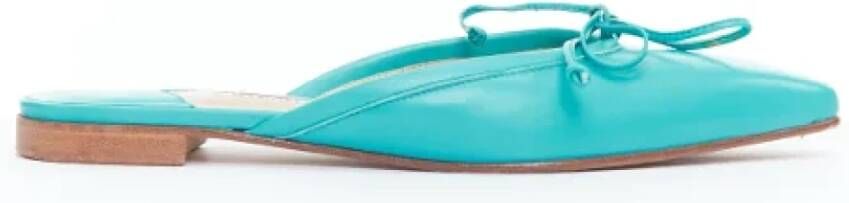 Manolo Blahnik Pre-owned Leather mules Green Dames