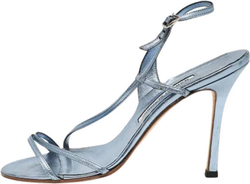 Manolo Blahnik Pre-owned Leather sandals Blue Dames