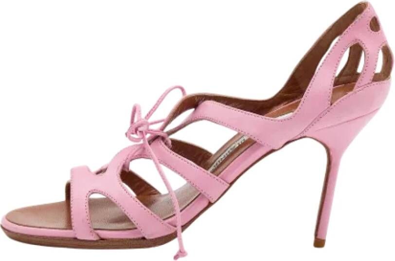 Manolo Blahnik Pre-owned Leather sandals Pink Dames