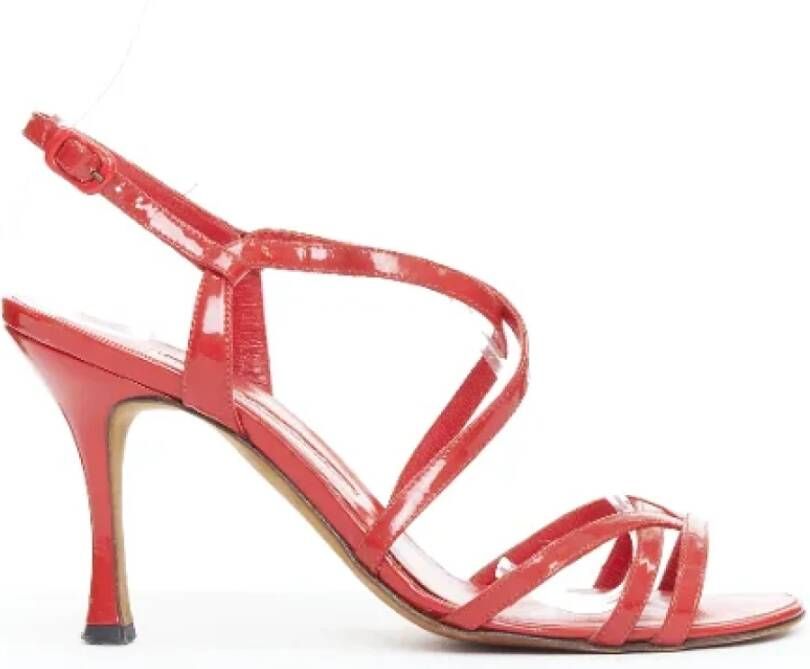 Manolo Blahnik Pre-owned Leather sandals Red Dames