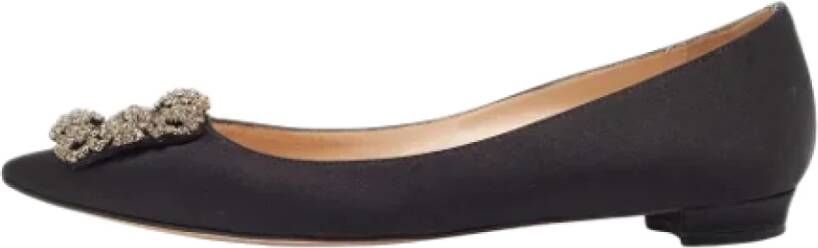 Manolo Blahnik Pre-owned Satin flats Black Dames