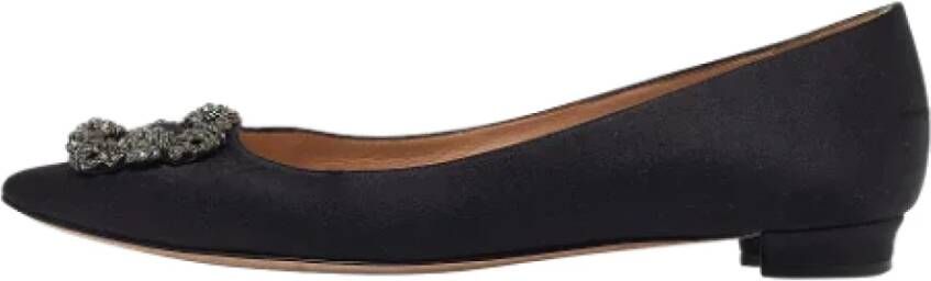 Manolo Blahnik Pre-owned Satin flats Black Dames