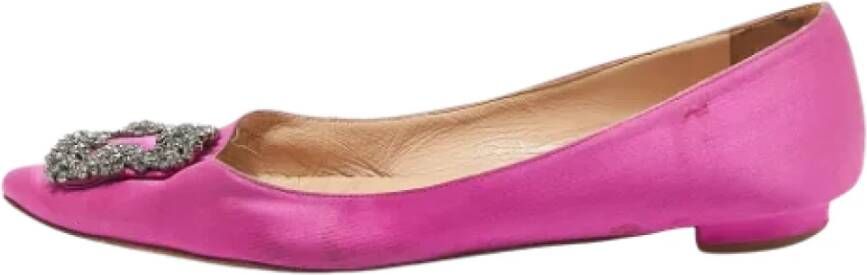 Manolo Blahnik Pre-owned Satin flats Purple Dames