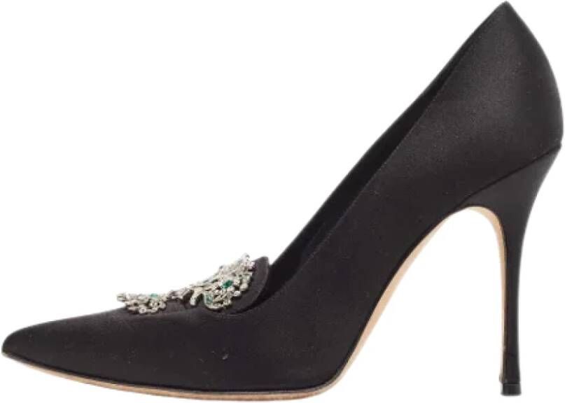 Manolo Blahnik Pre-owned Satin heels Black Dames