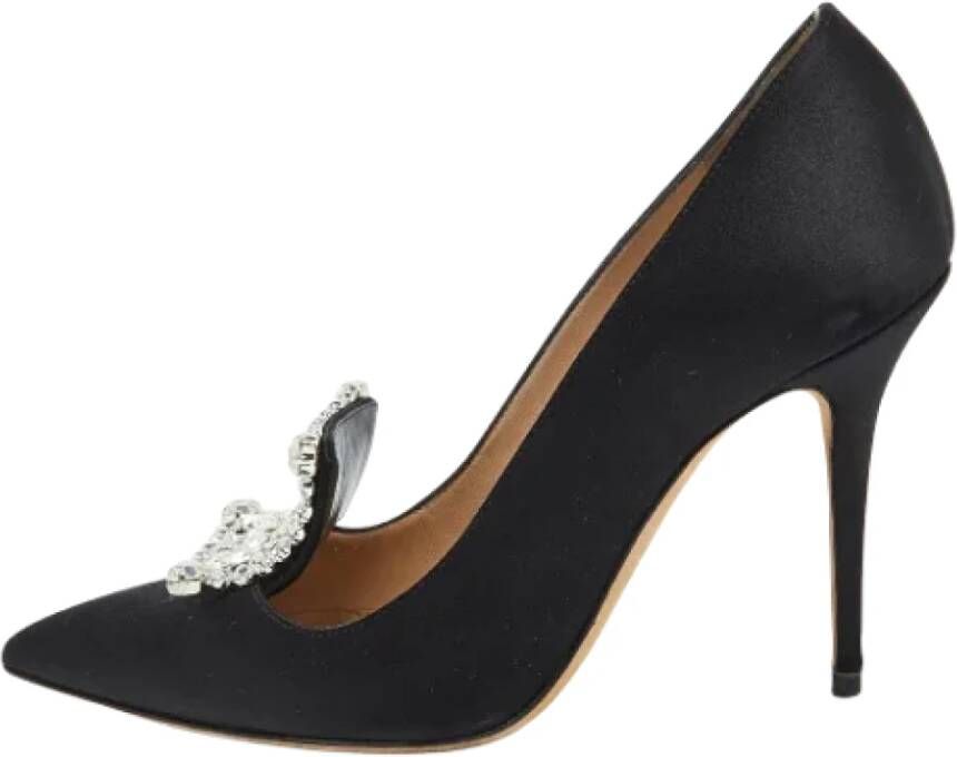 Manolo Blahnik Pre-owned Satin heels Black Dames