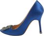 Manolo Blahnik Pre-owned Satin heels Blue Dames - Thumbnail 1