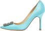 Manolo Blahnik Pre-owned Satin heels Blue Dames - Thumbnail 1