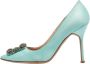 Manolo Blahnik Pre-owned Satin heels Blue Dames - Thumbnail 1