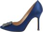 Manolo Blahnik Pre-owned Satin heels Blue Dames - Thumbnail 1